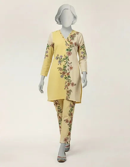 Yellow Lawn Printed Stitched 2PC
