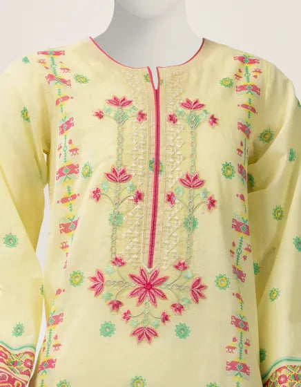Yellow Lawn Embroidered Stitched 2PC (II)