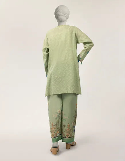 Green Dobby Embroidered Co-Ord Set