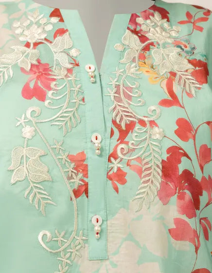Green Lawn Embroidered Co-Ord Set