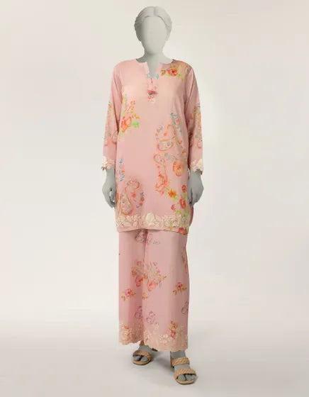 Pink Lawn Embroidered Co-Ord Set